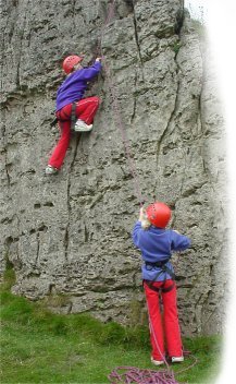 children rock climbing